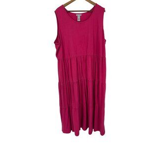 Catherines Fuchsia Sleeveless Tiered Maxi T-Shirt Dress Women's Size 4X